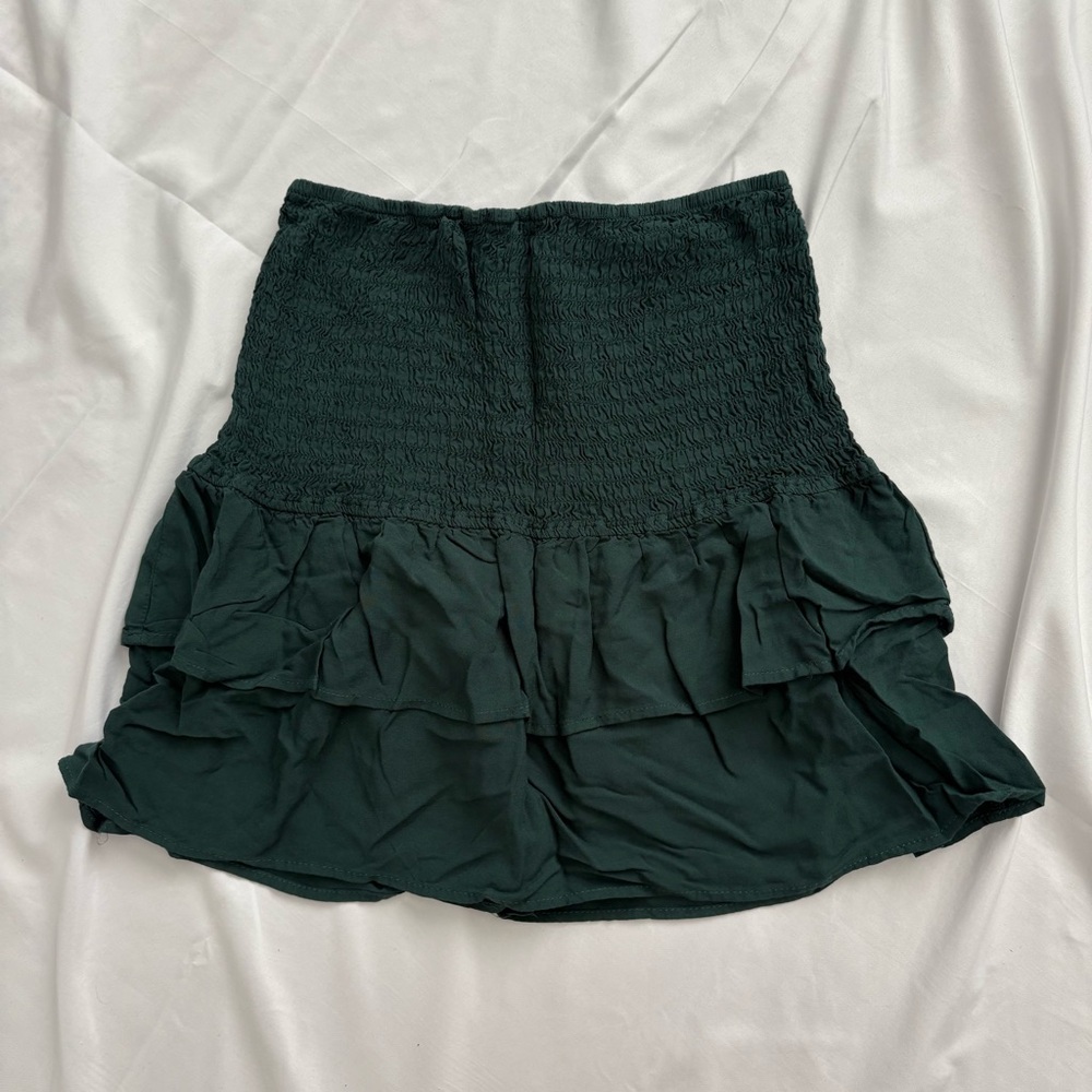Y2K Wild Fable Dark Green Ruffled Mini Skirt